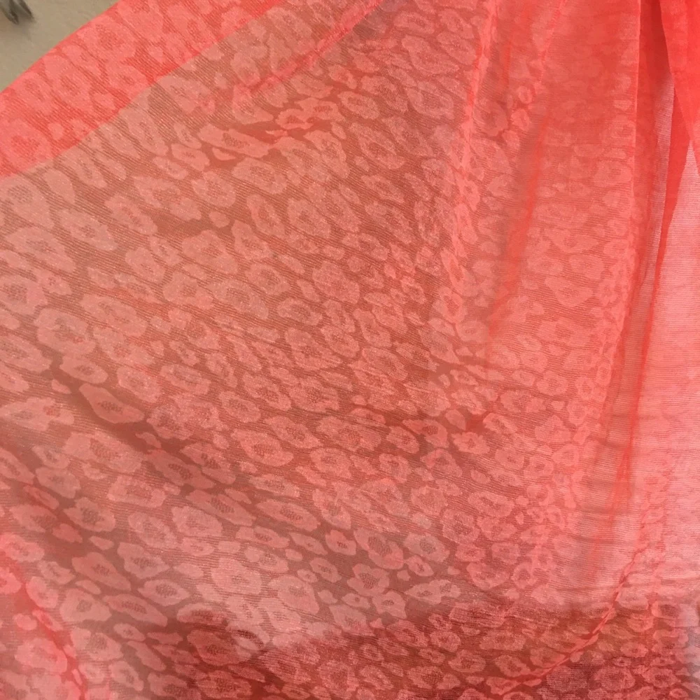 Coral pink soft light stretchy scarf wrap